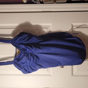 Swim 365 Womens 24 vibrant blue ruched bathing suit tankini swim top